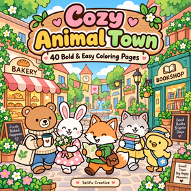 Cozy Animal Town coloring book cover