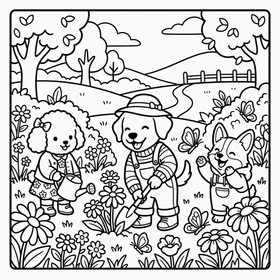 Cozy Animal Town sample coloring page 1