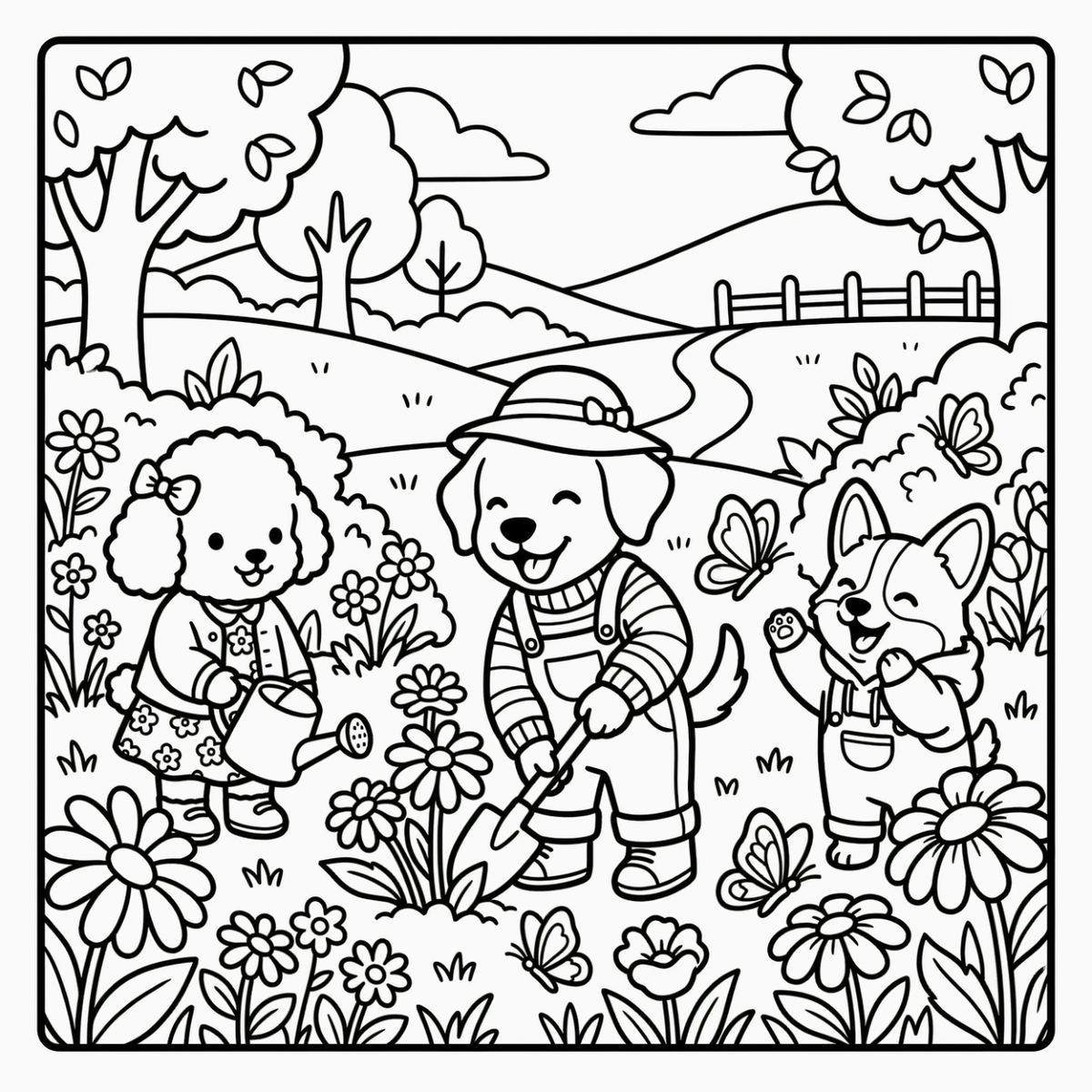 Cozy Animal Town sample coloring page 1