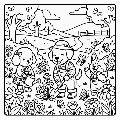 Cozy Animal Town sample coloring page 1