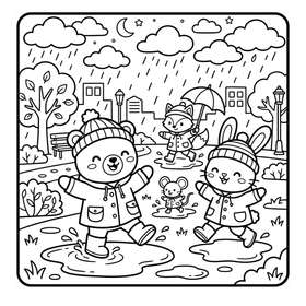 Cozy Animal Town sample coloring page 2