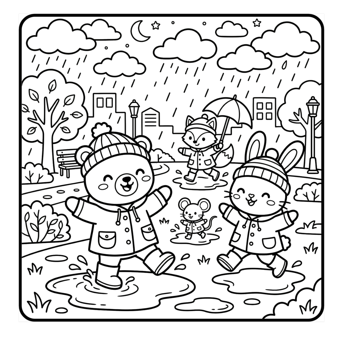 Cozy Animal Town sample coloring page 2