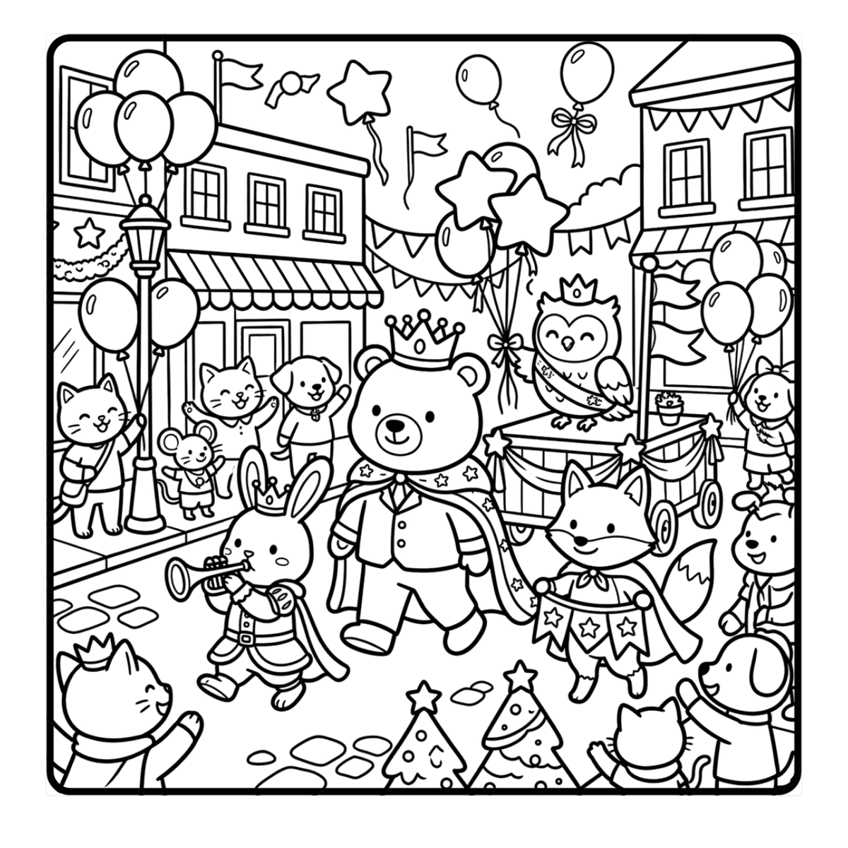 Cozy Animal Town sample coloring page 3