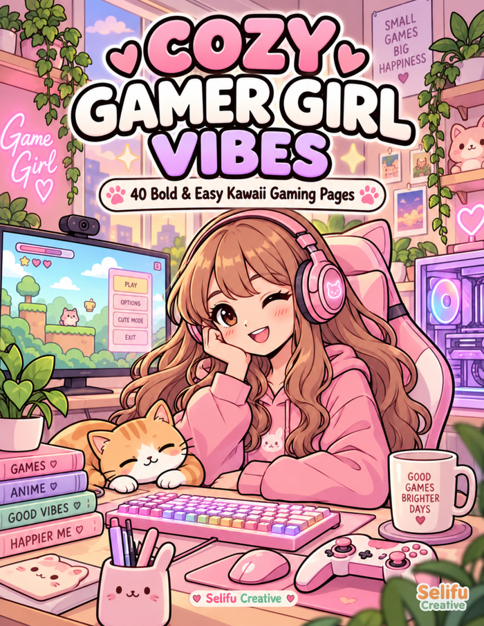 Cozy Gamer Girl Vibes Coloring Book PDF