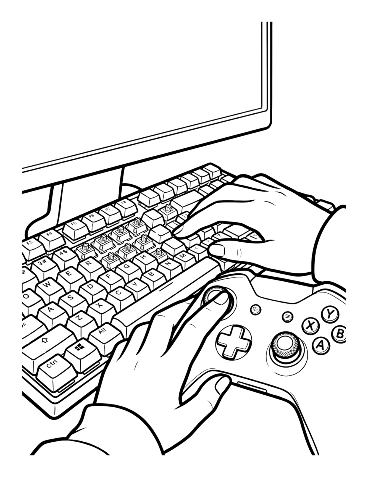 Cozy Gamer Girl Vibes sample coloring page 2