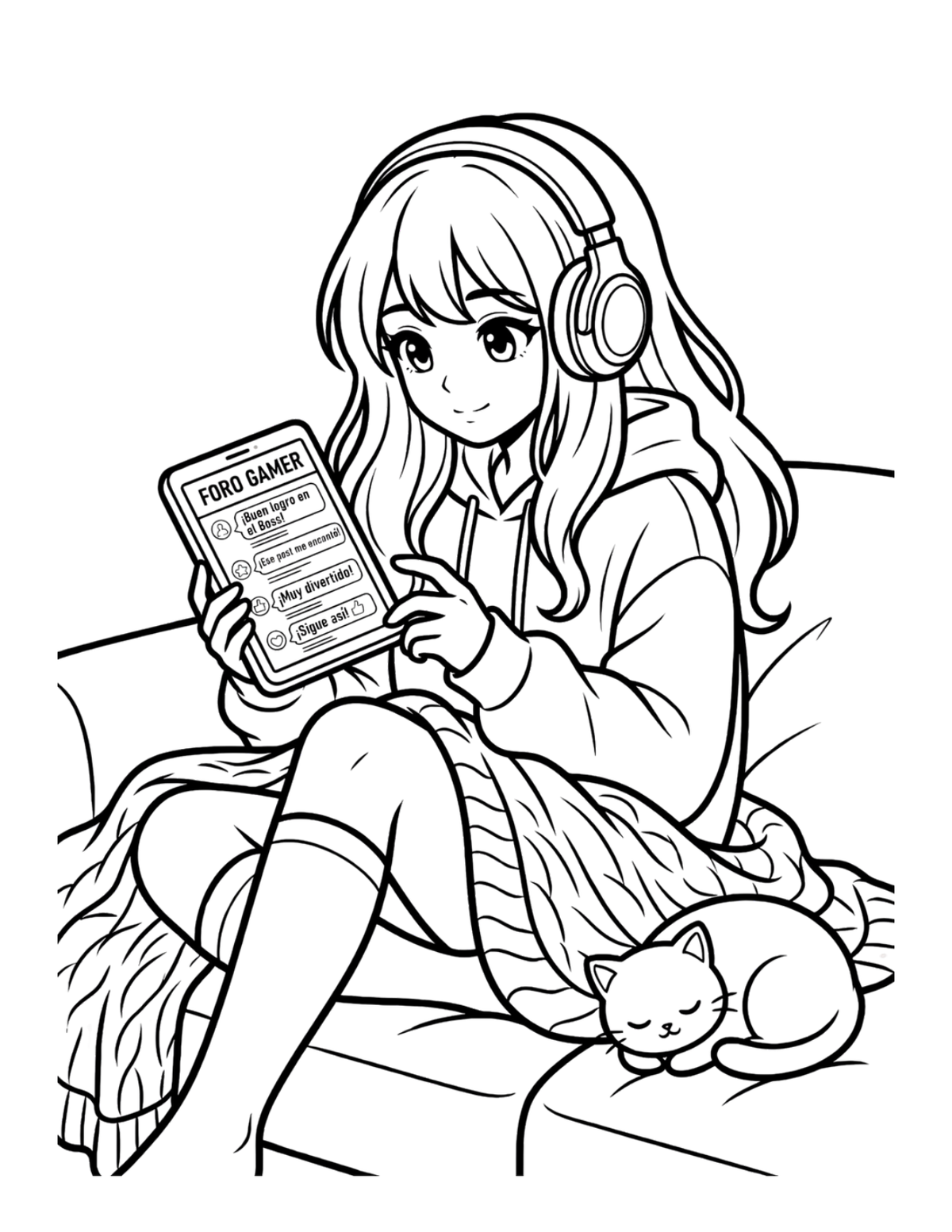 Cozy Gamer Girl Vibes sample coloring page 3
