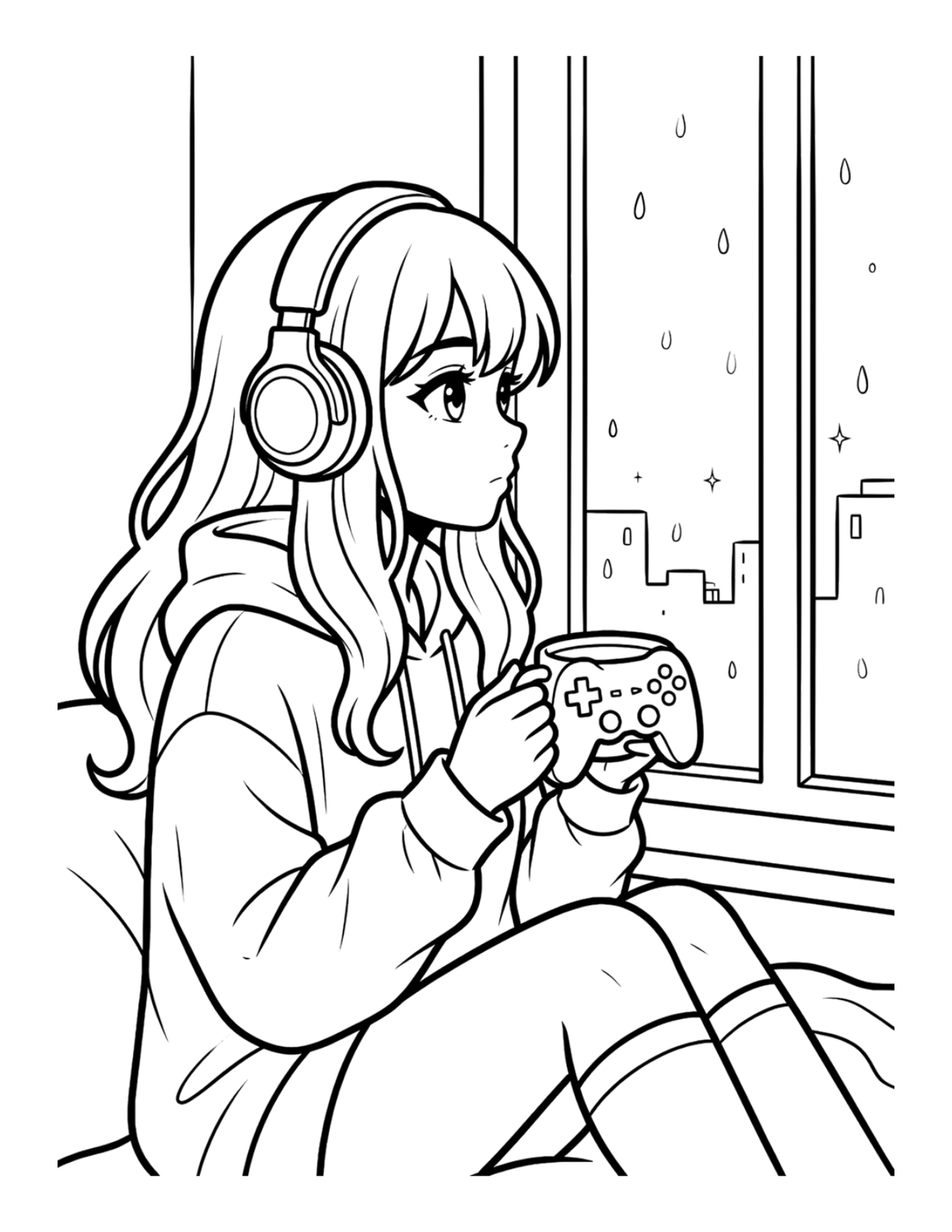 Cozy Gamer Girl Vibes sample coloring page 4