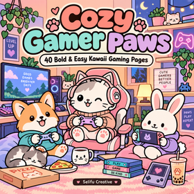 Cozy Gamer Paws coloring book cover