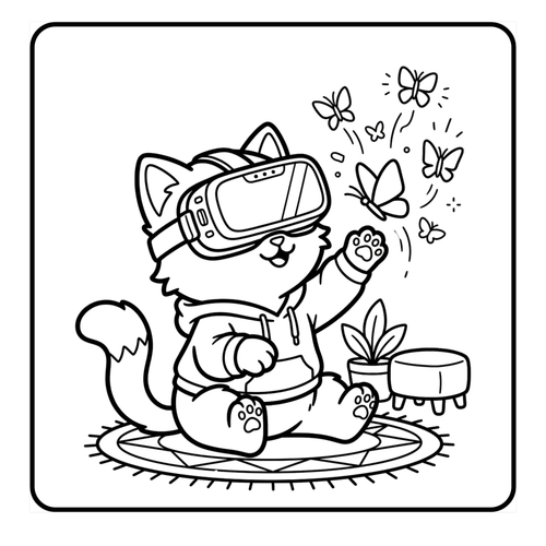 Cozy Gamer Paws sample coloring page 1