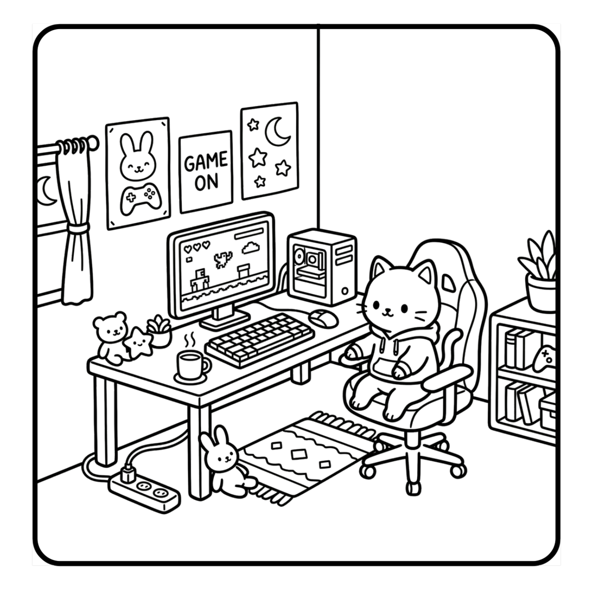 Cozy Gamer Paws sample coloring page 3