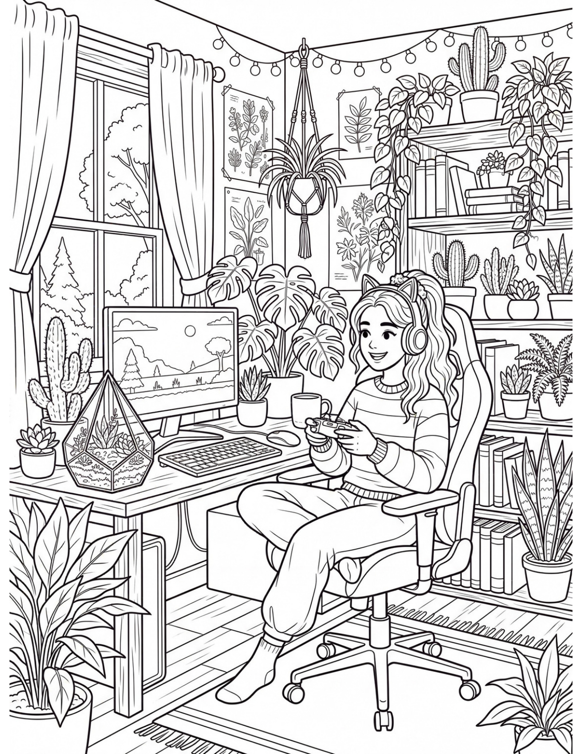 Cozy Girl Gamer Vibes sample coloring page 3