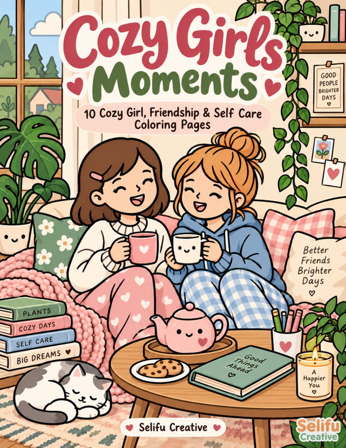 Cozy Girls Moments Coloring Pages PDF
