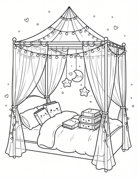 Sample coloring page from Hygge Home Moments, included in Cozy & Spooky Mega Bundle – 5 Coloring Books