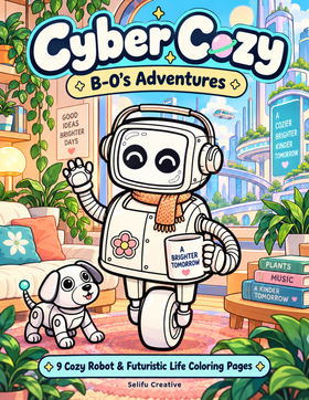 Cyber Cozy: B-0s Adventures coloring book cover