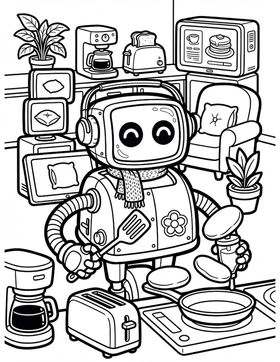 Cyber Cozy: B-0s Adventures sample coloring page 1