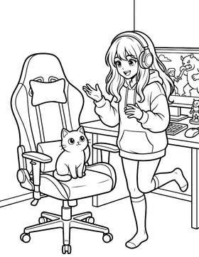 Mochi’s Cozy Gamer Adventures sample coloring page 3