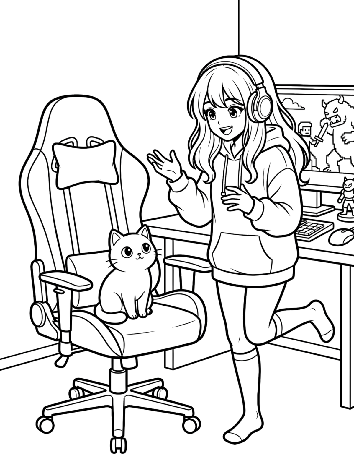 Mochi’s Cozy Gamer Adventures sample coloring page 3
