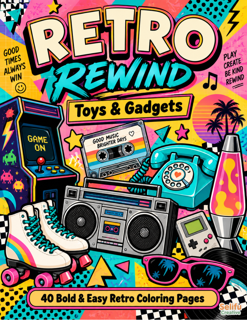 Retro Rewind: Toys & Gadgets coloring book cover