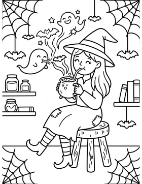 Spooky Cozy: Witchy Vibes sample coloring page 1
