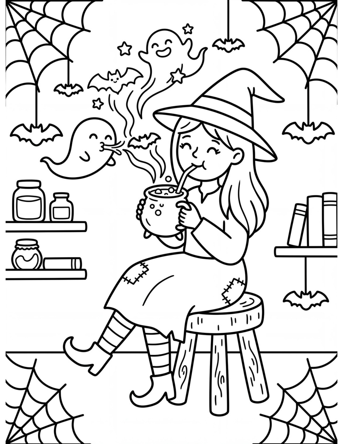 Spooky Cozy: Witchy Vibes sample coloring page 1