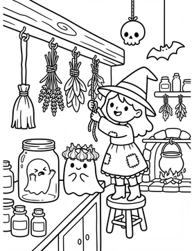 Spooky Cozy: Witchy Vibes sample coloring page 2