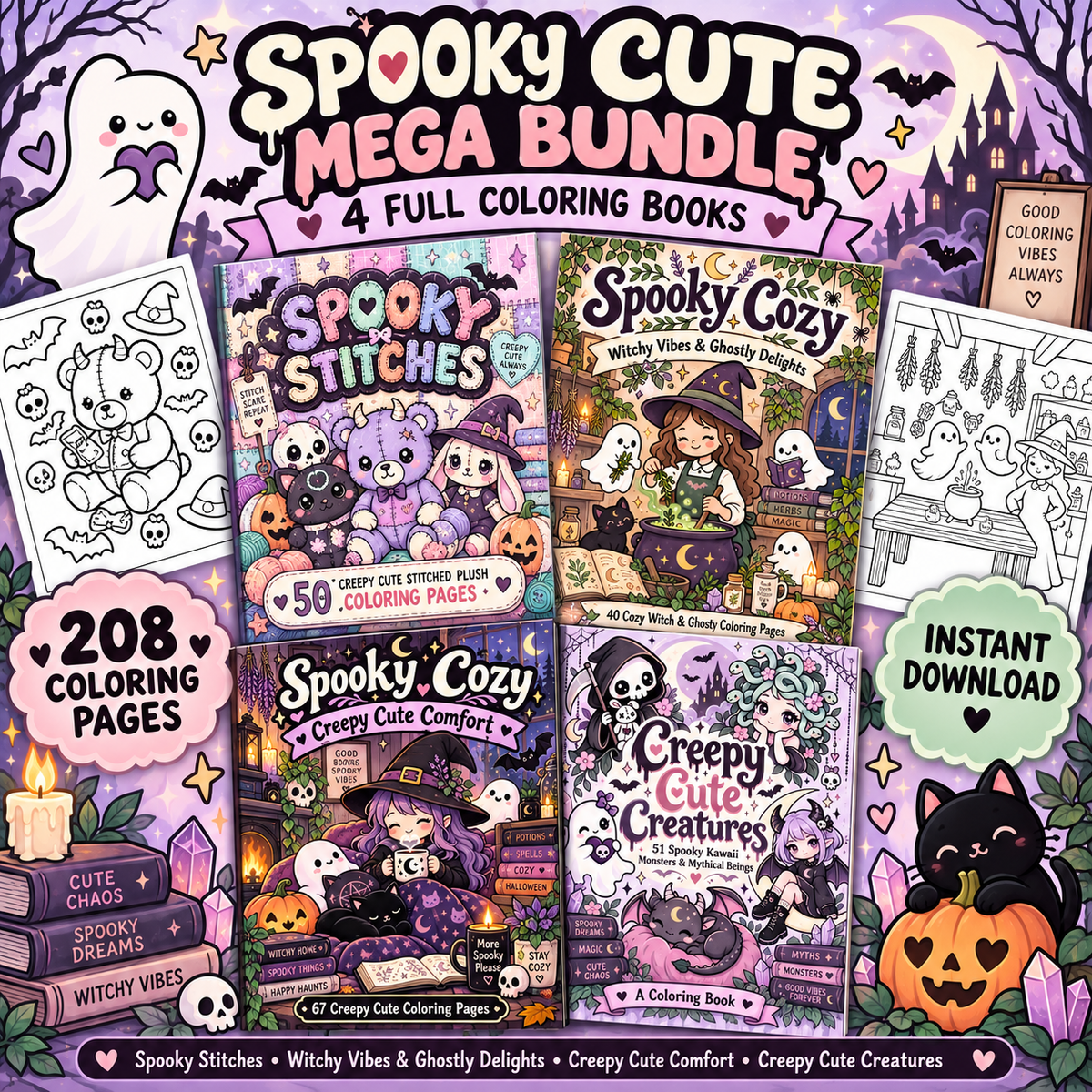 Spooky Cute Mega Bundle – 4 Coloring Books coloring book cover