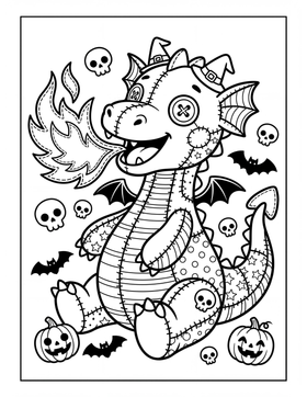 Sample coloring page from Spooky Stitches, included in Spooky Cute Mega Bundle – 4 Coloring Books