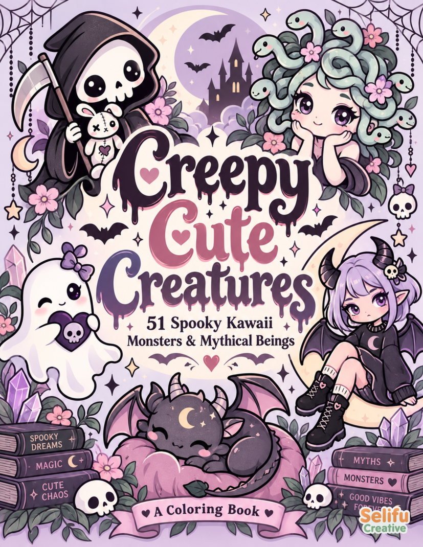 Book included in Spooky Cute Mega Bundle – 4 Coloring Books: Creepy Cute Creatures cover
