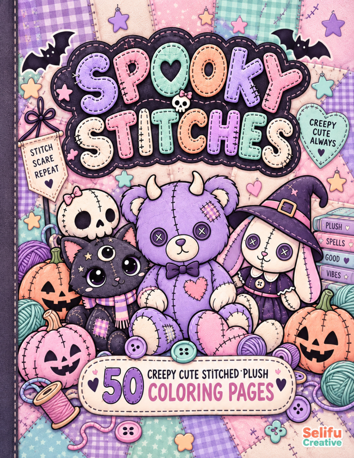 Spooky Stitches Halloween Coloring Pages PDF